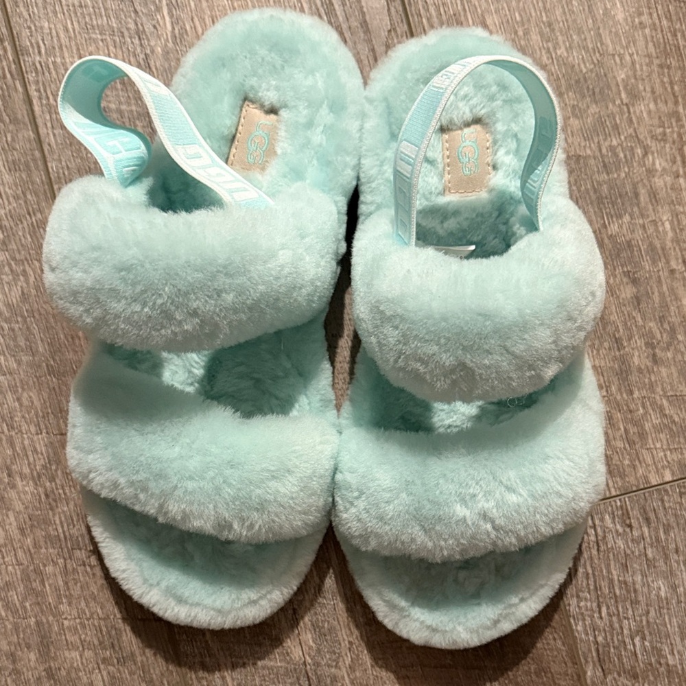 UGG Fluffy Mint Green Slippers